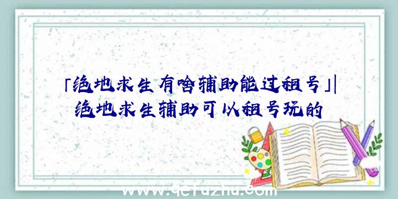 「绝地求生有啥辅助能过租号」|绝地求生辅助可以租号玩的